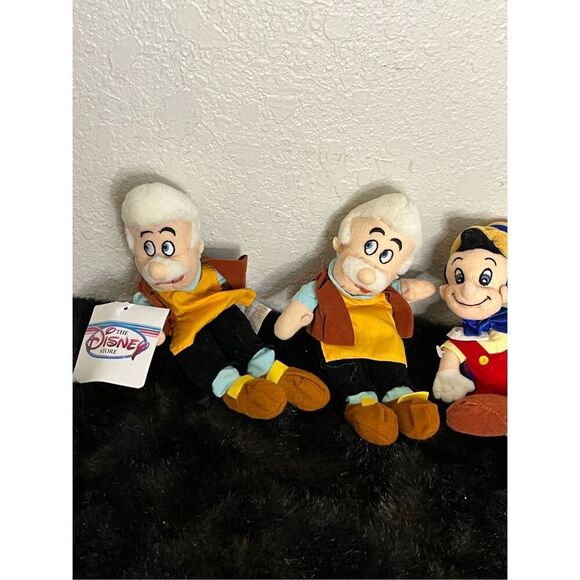 2 Geppetto Plush The Disney Store 1 Pinocchio Mini Bean Bag Beanies Pellet - Picture 1 of 4